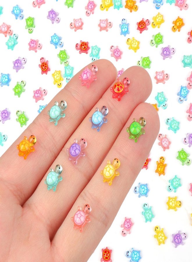 Yonseng 200pcs Mini Resin Turtles Luminous Tiny Turtle for Crafts Dollhouse Miniatures Mini Resin Things Animals for Fairy Garden Micro Landscaping Decoration Home Decor, 10 Colors(0.31 * 0.47inch，Medium) - Image 1